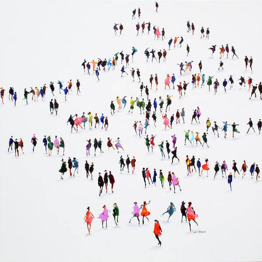 In the pink. Crowd of colourful people art on white paper to lift your spirits.