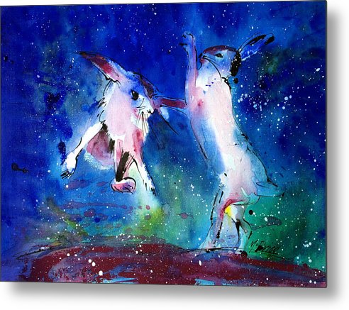 Boxing Hares captured on stylish metal art prints 